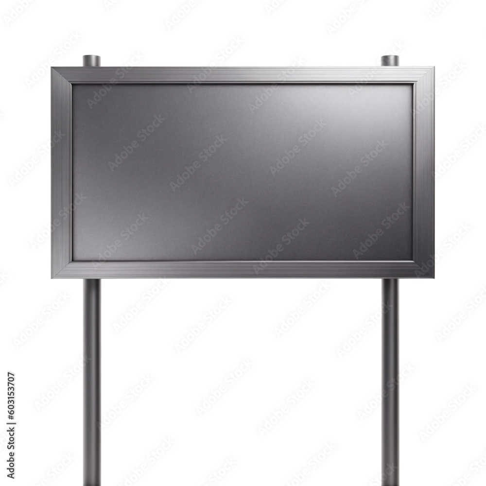 Empty metal post sign board on white background Empty metal post sign board on white background
