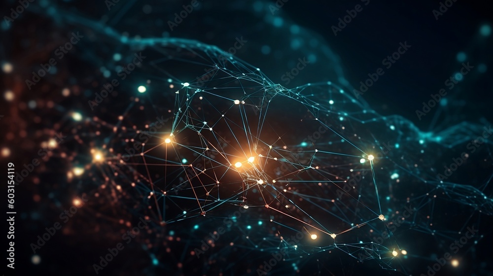 Obraz premium blue network of connected dots