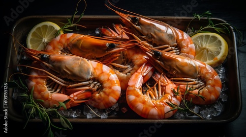 Shrimps Laid Out on a Plate