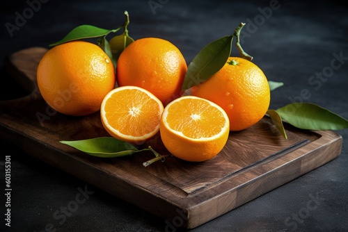 oranges on a cutting board, generative ai
