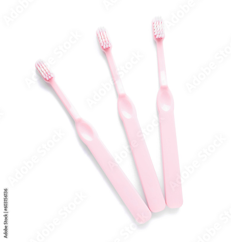 Plastic toothbrushes isolated on white background
