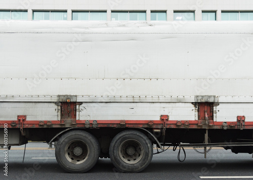 Truck driving on the road photo