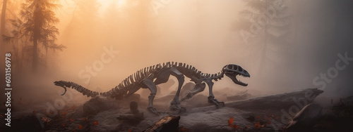 dinosaur, animal, skeleton, tyrannosaurus, teeth, rex, skull, fossil, prehistoric, crocodile, monster, reptile, nature, isolated, dino, bone, fish, ancient, jurassic, museum, generative ai © Eugene