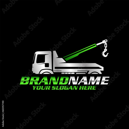 Illustration vector graphic of towing truck service logo design vector