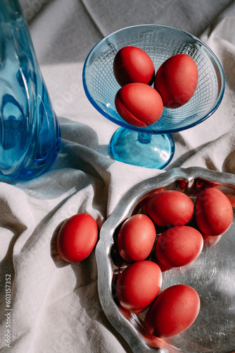 Easter colored eggs.