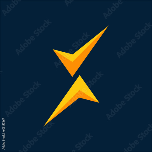 Modern simple x letter logo design with check mark concept.