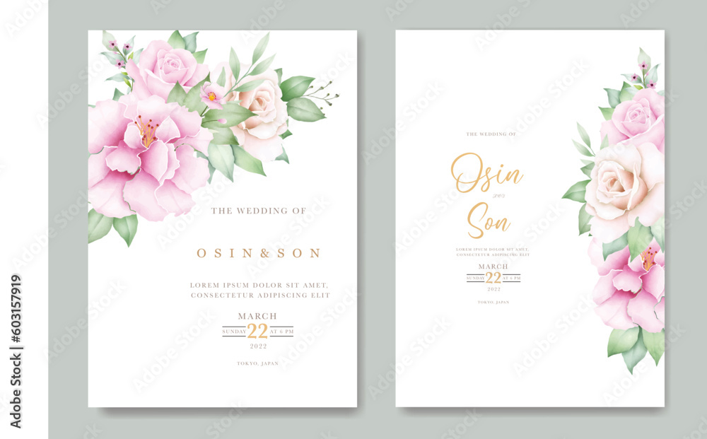 Elegant Floral Rose Wedding Invitation Card Template