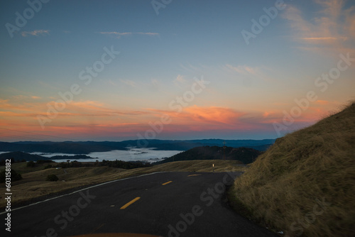 road in the mountains in northern california at dawn