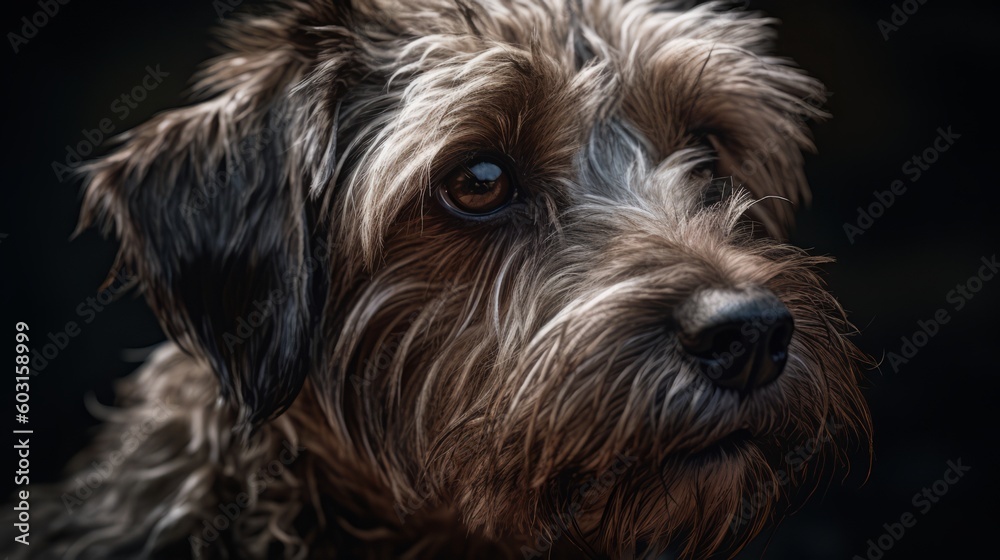 Naklejka premium 犬のポートレートと暗い背景,Generative AI AI画像