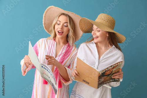 Young sisters in summer hat...