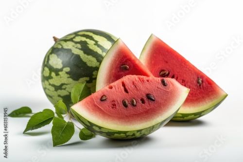 juicy watermelon with slices on a white background