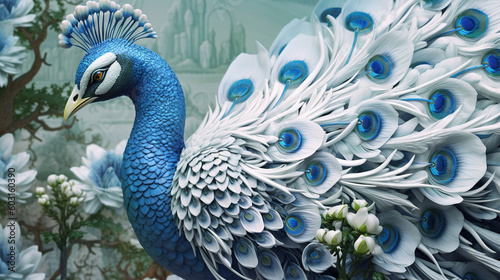 Wallpaper Mural 3d render illustration of a peacock Torontodigital.ca