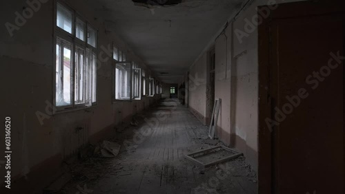 Interior of the old abandoned psychiatric hospital. Allenberg. Koenigsberg