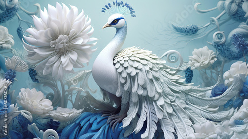 3d render illustration of a peacock © Absent Satu