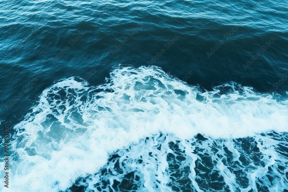 Obraz premium wave of water, sea surface with waves of white sea foam