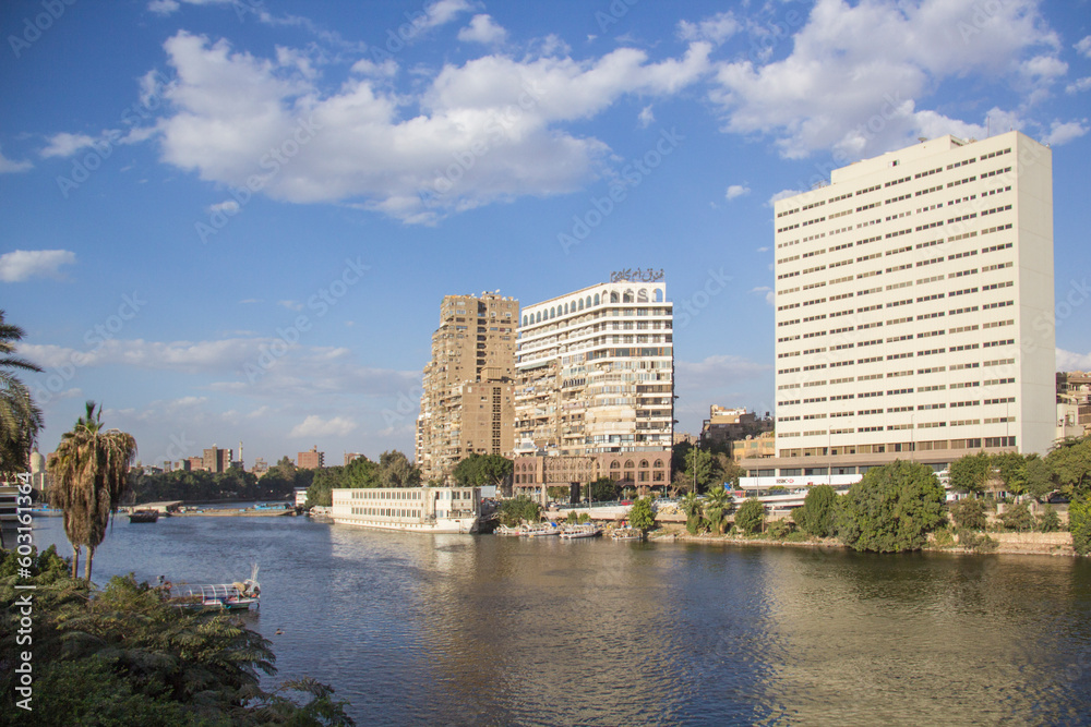 Beautiful view of the Nile embankment in Cairo, Egypt