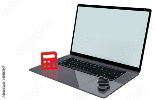 laptop with vector illustration calendar and 2 love 