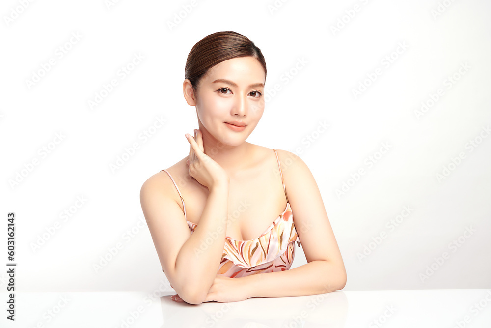 Beautiful young asian woman with clean fresh skin on white background, Face care, Facial treatment, Cosmetology, beauty and spa, Asian women portrait. Beautiful young asian woman with clean fresh skin on white background, Face care, Facial treatment, Cosmetology, beauty and spa, Asian women portrait.