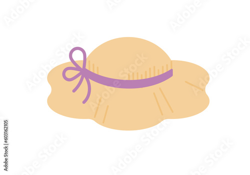 Sun protective beach hat. Vector illustration