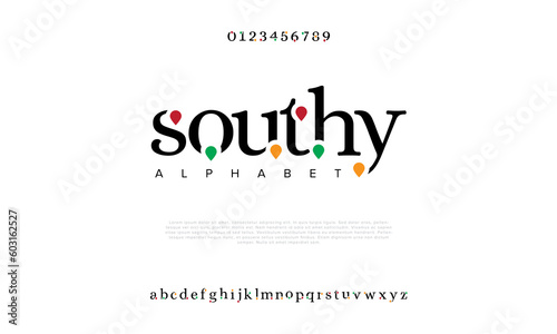 Shouty abstract digital technology logo font alphabet. Minimal modern urban fonts for logo, brand etc. Typography typeface uppercase lowercase and number. vector illustration