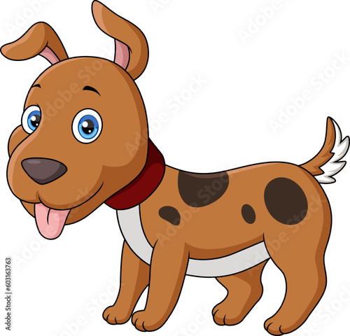 Cute dog cartoon on white background