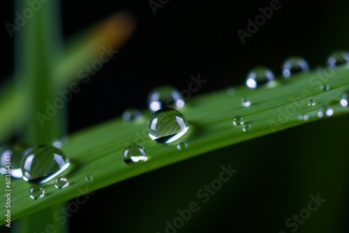 dew on grass, water drops on a green grass, macro photo of grass with dew, grass with water drops