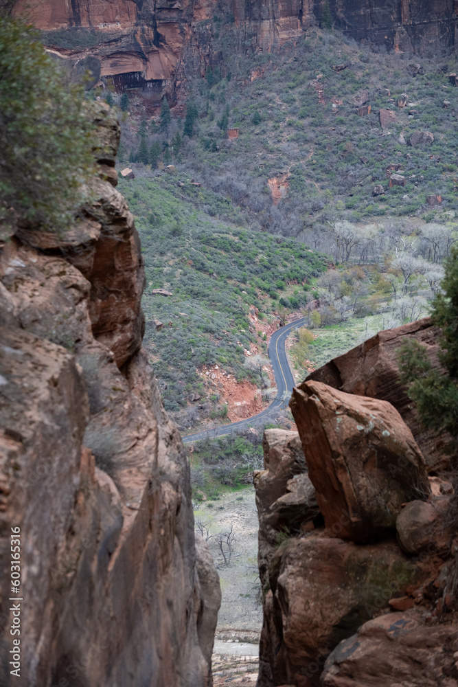 View from Angels Landing hike in Zion National park Arizona