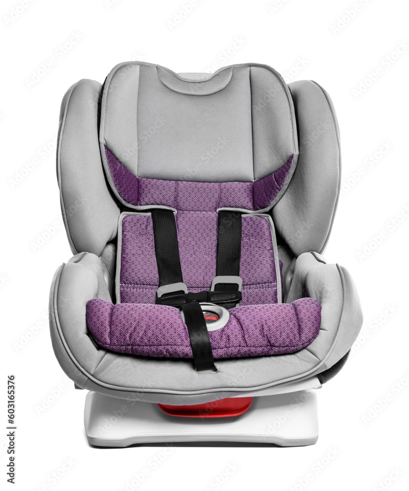 Empty modern child safety car seat on white background Empty modern child safety car seat on white background