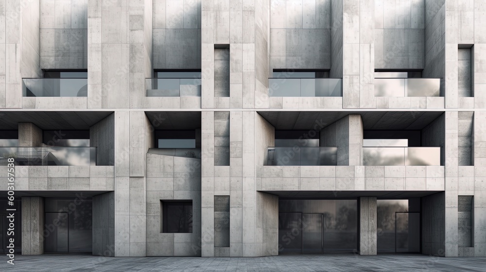 architectural detail of grey reinforced concrete building exterior using generative AI architectural detail of grey reinforced concrete building exterior using generative AI