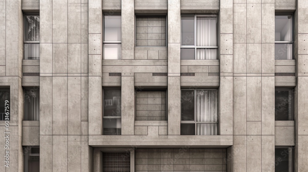 Fototapeta premium architectural facade of concrete building exterior at day using generative AI