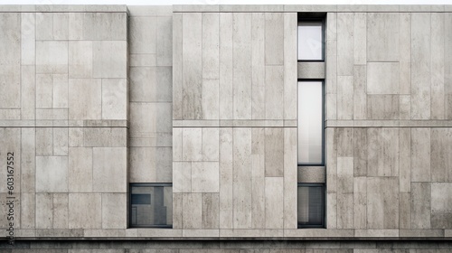 Concrete architectural design of grey building exterior at day using generative AI