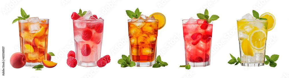 Summer cocktails on a transparent background. Generative AI Summer cocktails on a transparent background. Generative AI