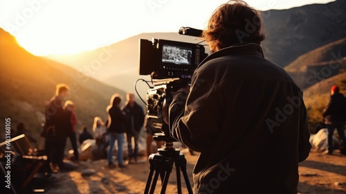 Fotografering a film director directing a movie scene. generative ai