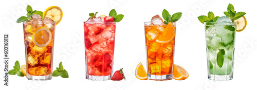 Valokuva Summer cocktails on a transparent background. Generative AI