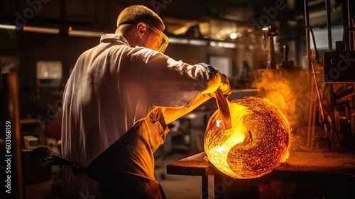 glassblower shaping molten glass. generative ai