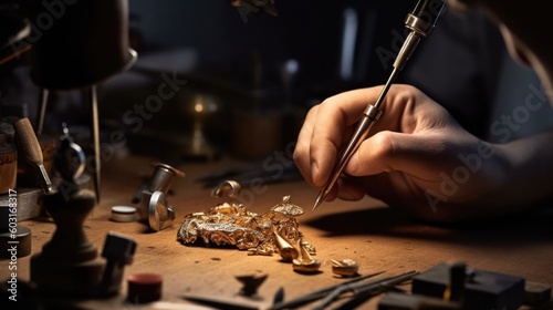 jeweler crafting a piece of jewelry generative ai