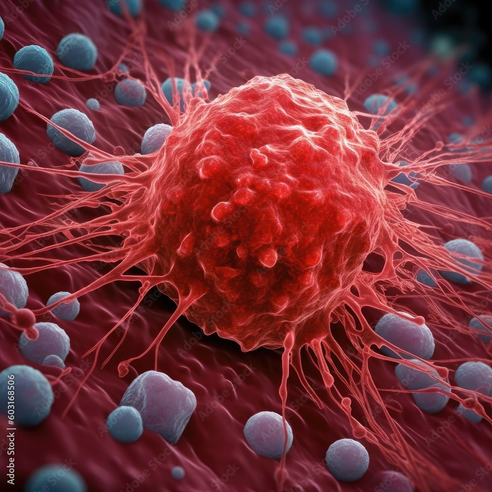 Cancer cells dividing malignant tumor cancerous cell spread in a human