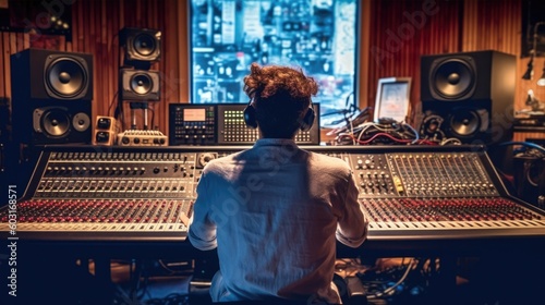 music producer working in a recording studio generative ai