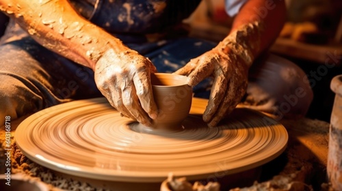 pottery artist working on a pottery wheel. generative ai