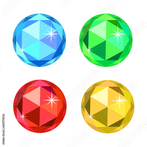 Colorful gemstones collection. set of multicolored diamonds. Precious stone vector jewels. Vector illustration.