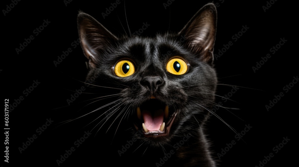 a black cat with a surprised expression generative ai a black cat with a surprised expression generative ai