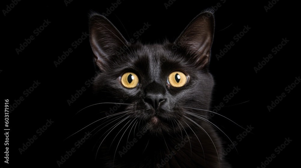 a black cat with a surprised expression generative ai a black cat with a surprised expression generative ai