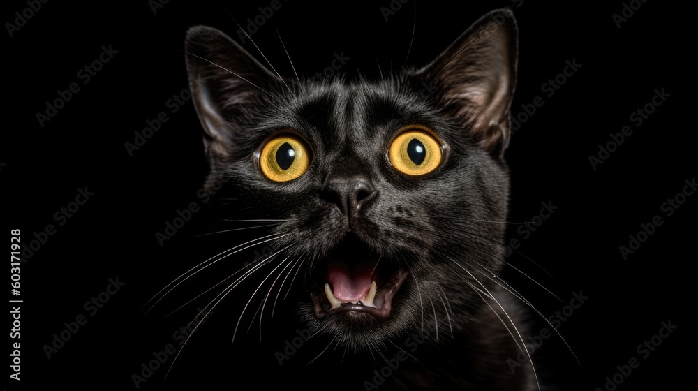 a black cat with a surprised expression generative ai a black cat with a surprised expression generative ai