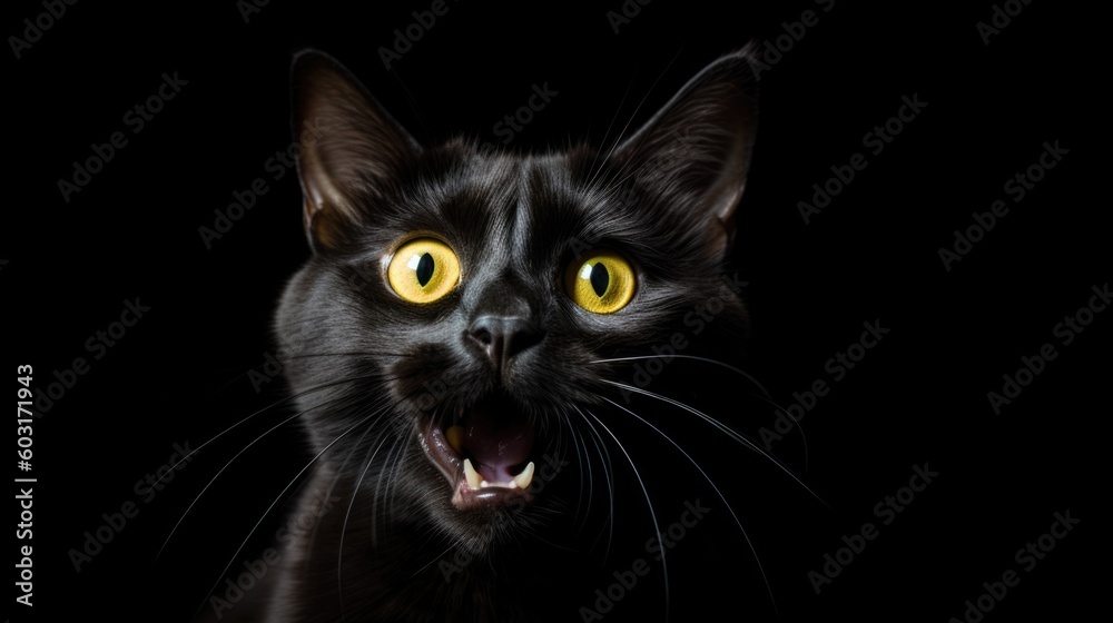 a black cat with a surprised expression generative ai a black cat with a surprised expression generative ai