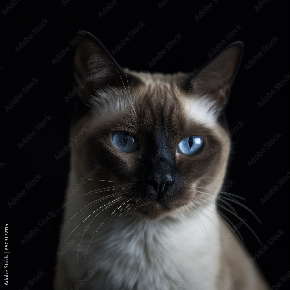 a siamese cat with a serious generative ai