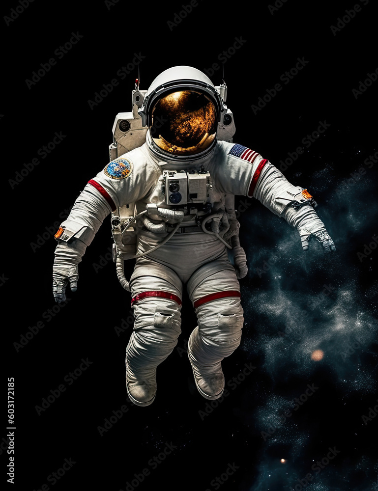 Astronaut floating in space. Photo realistic. Outer Space Exploration. Generative AI