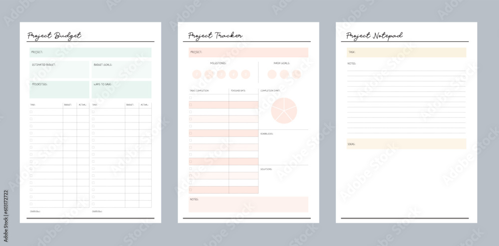 the project tracker Planner. (soft Blue and pink) the project tracker Planner. (soft Blue and pink)