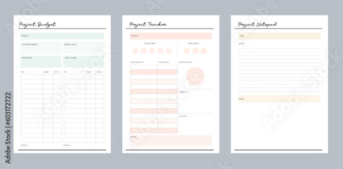 the project tracker Planner. (soft Blue and pink)