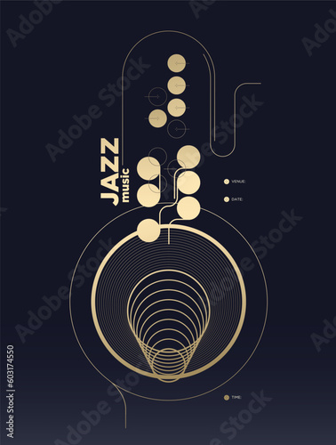 Saxophone. Modern graphic design Jazz Music poster and album template. Vector Illustration.