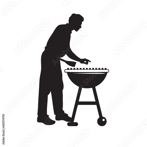Man working with grill